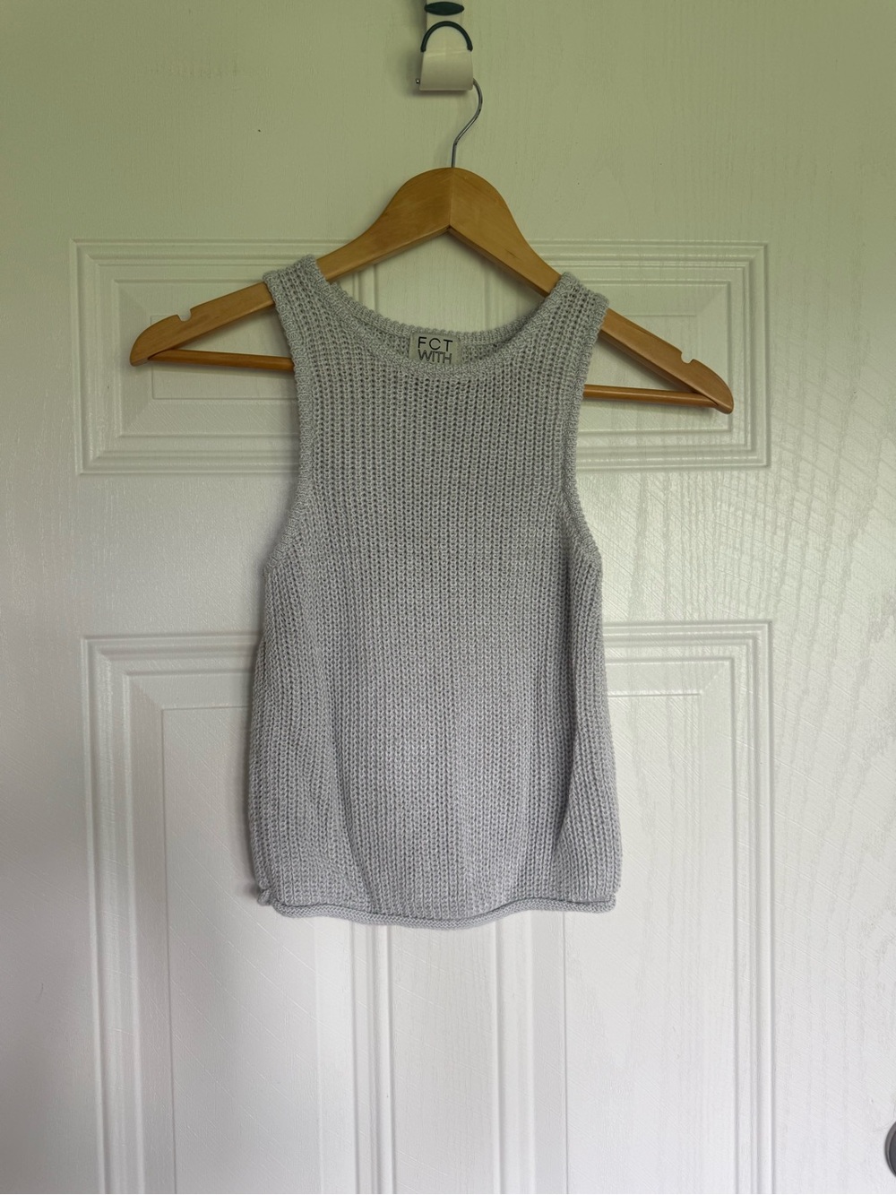 2 for $20 sale: FCT with love shimmer silver gray halter sweater vest tank - S